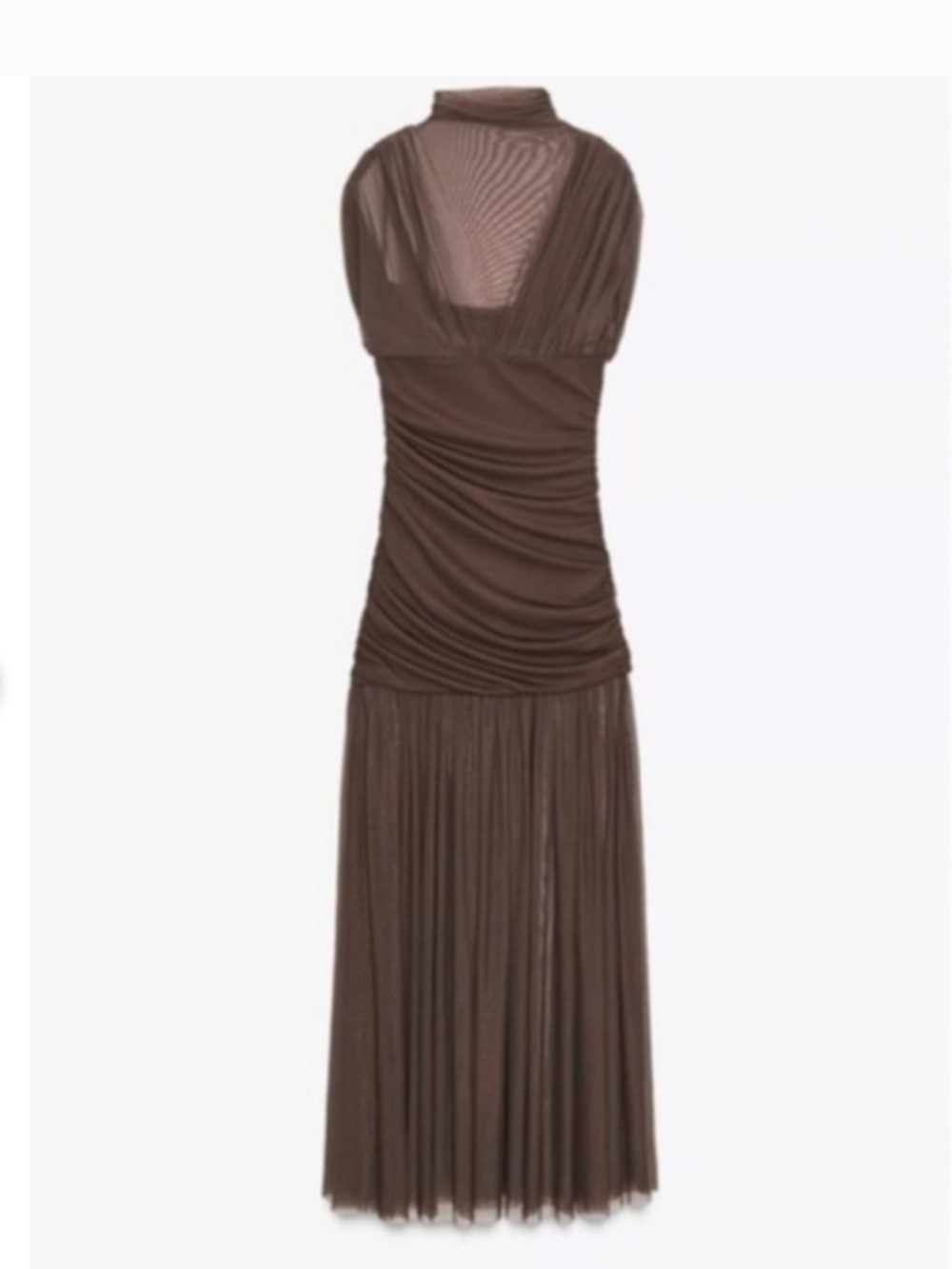 Zara NWT draped combination maxi dress chocolate brown 4772/252 - Picture 4 of 9